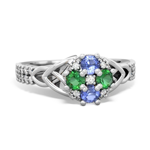 tanzanite-lab emerald engagement ring