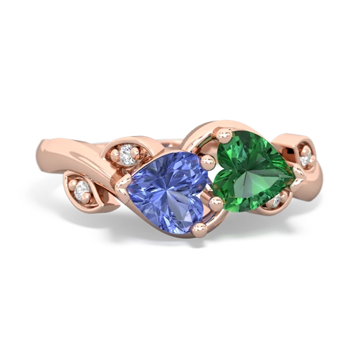 tanzanite-lab emerald floral keepsake ring
