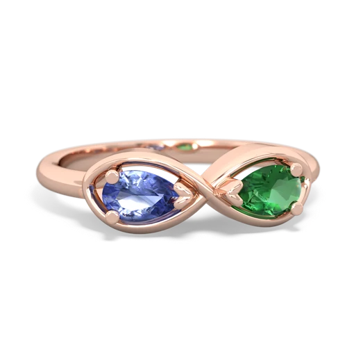 tanzanite-lab emerald infinity ring