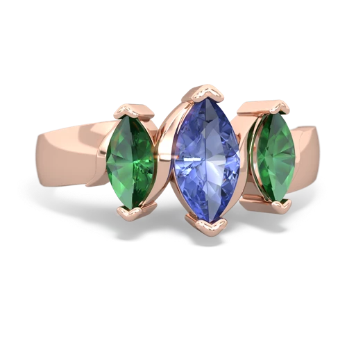 Tanzanite Genuine Tanzanite with Lab Created Emerald and Lab Created Ruby Three Peeks ring Ring