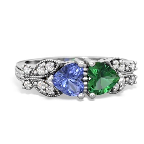tanzanite-lab emerald keepsake butterfly ring