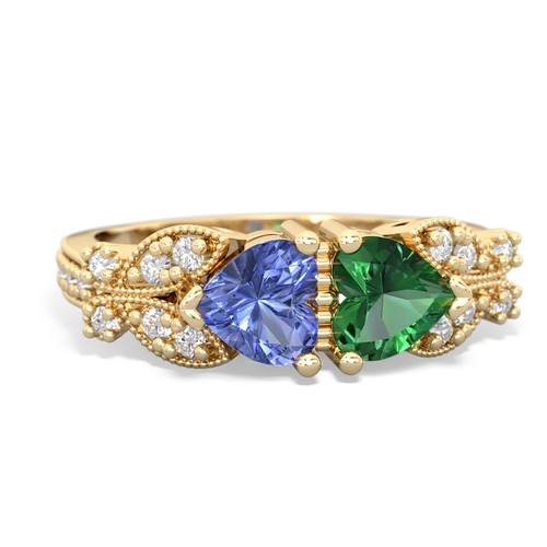 tanzanite-lab emerald keepsake butterfly ring