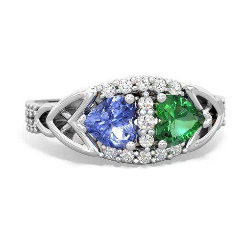 tanzanite-lab emerald keepsake engagement ring