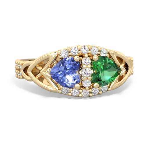 tanzanite-lab emerald keepsake engagement ring