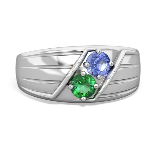 tanzanite-lab emerald mens ring