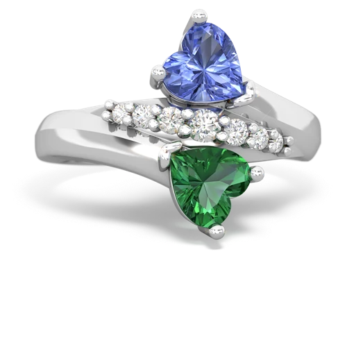 tanzanite-lab emerald modern ring