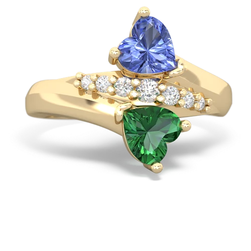 tanzanite-lab emerald modern ring