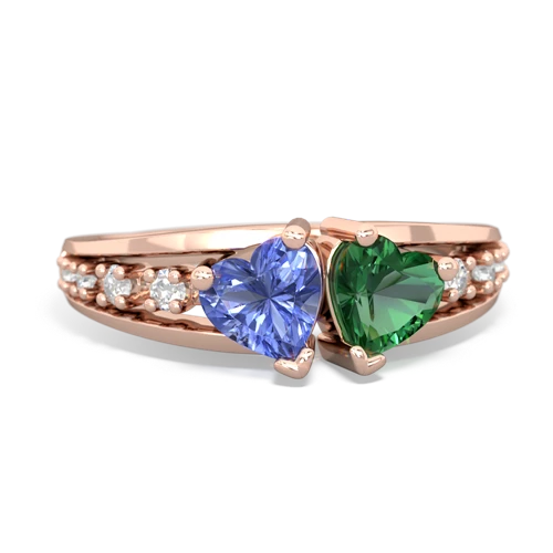 tanzanite-lab emerald modern ring