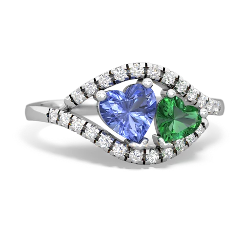 tanzanite-lab emerald mother child ring