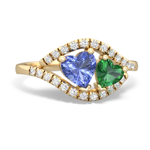 tanzanite-lab emerald mother child ring