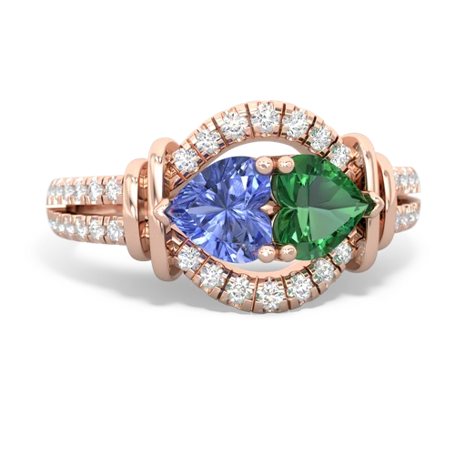 tanzanite-lab emerald pave keepsake ring