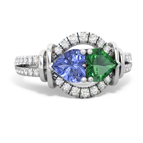 tanzanite-lab emerald pave keepsake ring