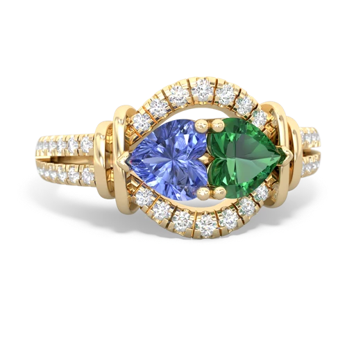 tanzanite-lab emerald pave keepsake ring