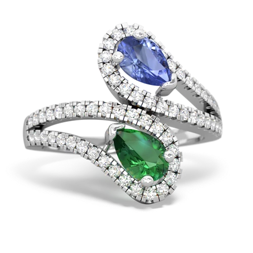 tanzanite-lab emerald pave swirls ring