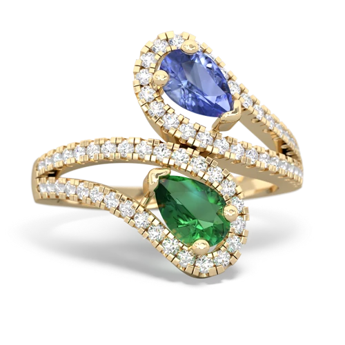 tanzanite-lab emerald pave swirls ring
