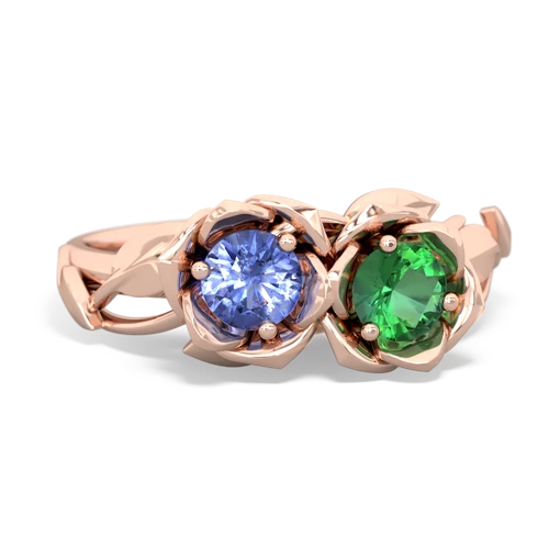 tanzanite-lab emerald roses ring