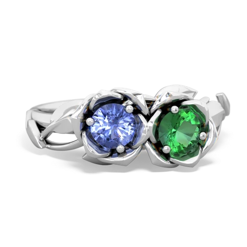 tanzanite-lab emerald roses ring