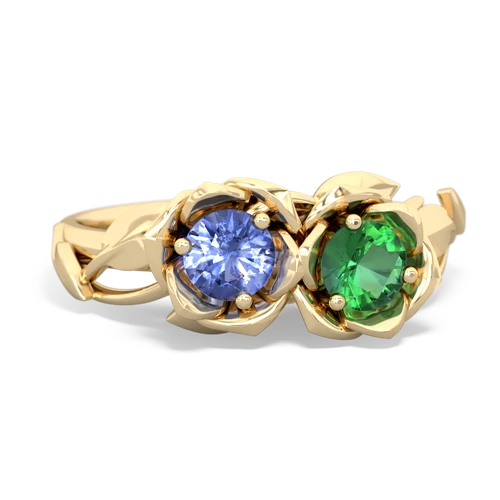 tanzanite-lab emerald roses ring