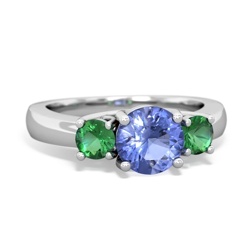 Tanzanite Genuine Tanzanite with Lab Created Emerald and Genuine Black Onyx Three Stone Trellis ring Ring
