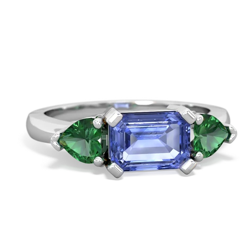 tanzanite-lab emerald timeless ring