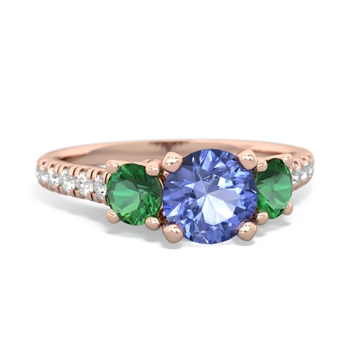 tanzanite-lab emerald trellis pave ring