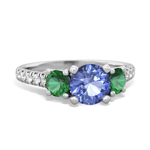 tanzanite-lab emerald trellis pave ring