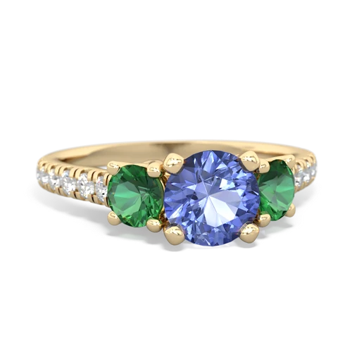 tanzanite-lab emerald trellis pave ring