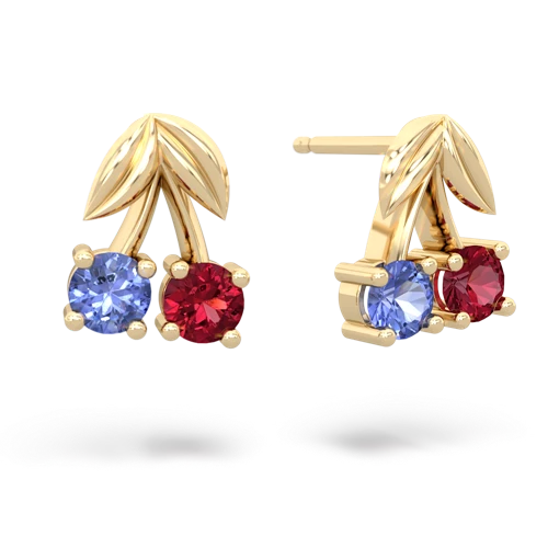 tanzanite-lab ruby cherries earrings
