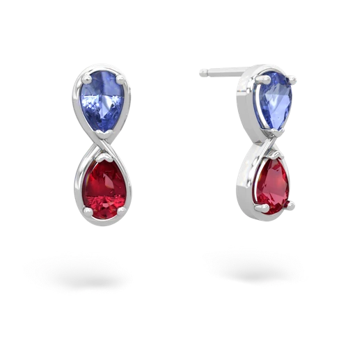 tanzanite-lab ruby infinity earrings