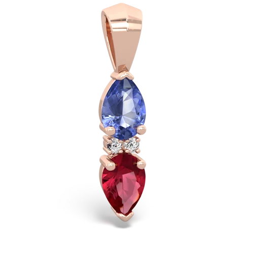 tanzanite-lab ruby bowtie pendant