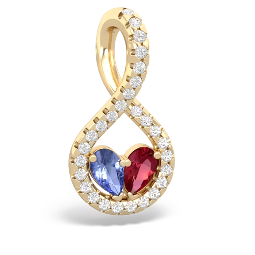 tanzanite-lab ruby pave twist pendant