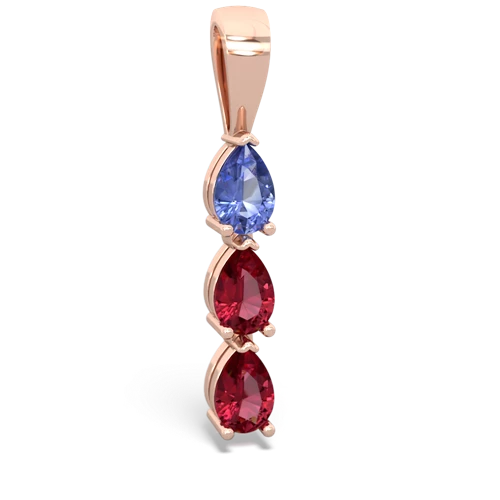 tanzanite-lab ruby three stone pendant