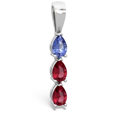 tanzanite-lab ruby three stone pendant