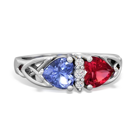 tanzanite-lab ruby celtic ring