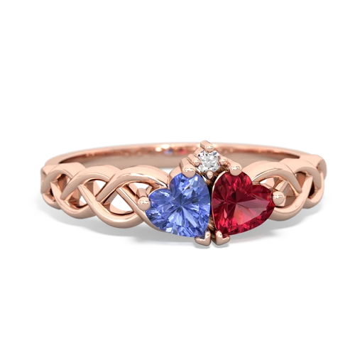 tanzanite-lab ruby celtic braid ring