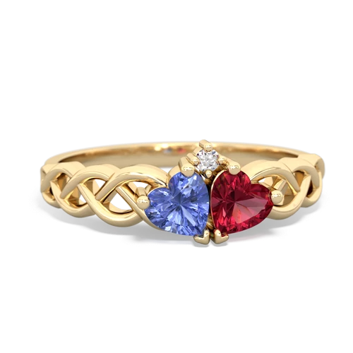 tanzanite-lab ruby celtic braid ring