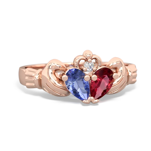 tanzanite-lab ruby claddagh ring