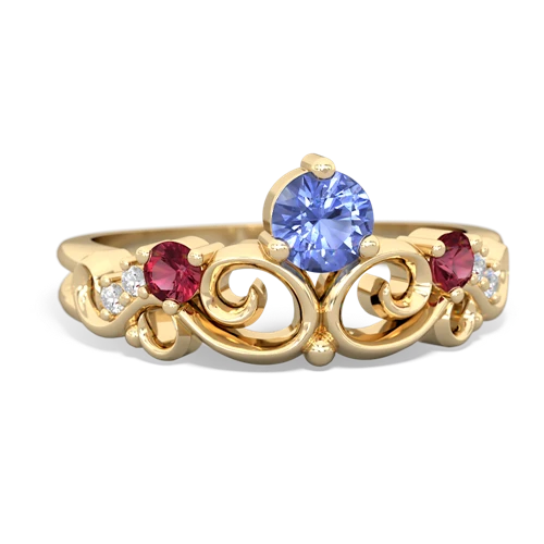 tanzanite-lab ruby crown keepsake ring