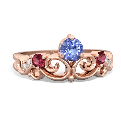 tanzanite-lab ruby crown keepsake ring