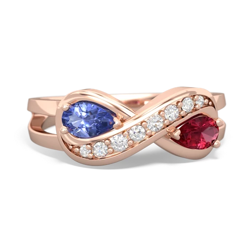 tanzanite-lab ruby diamond infinity ring