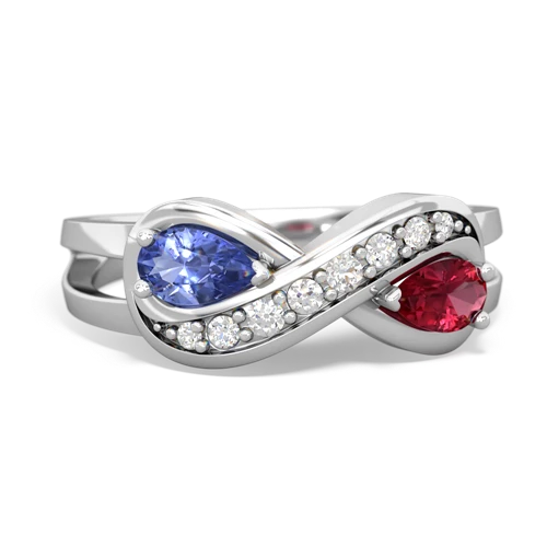 tanzanite-lab ruby diamond infinity ring