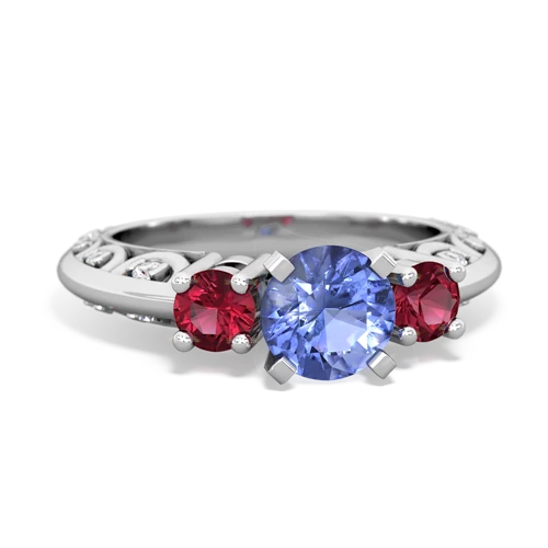 tanzanite-lab ruby engagement ring