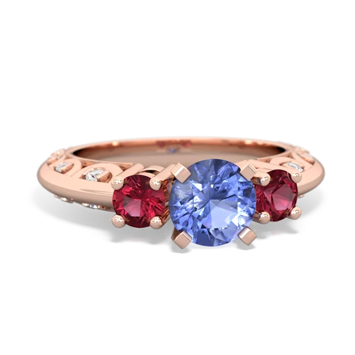 tanzanite-lab ruby engagement ring