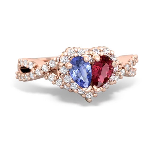 tanzanite-lab ruby engagement ring