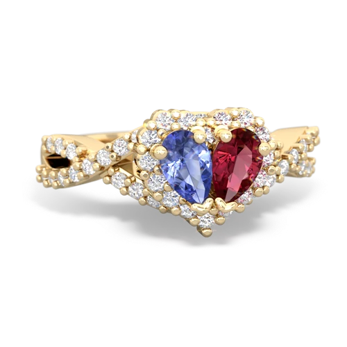 tanzanite-lab ruby engagement ring