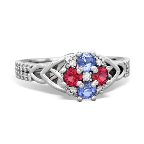 tanzanite-lab ruby engagement ring