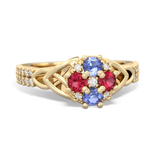 tanzanite-lab ruby engagement ring