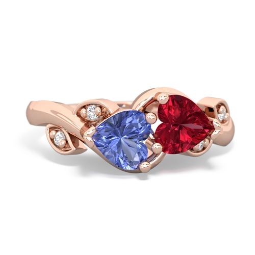 tanzanite-lab ruby floral keepsake ring