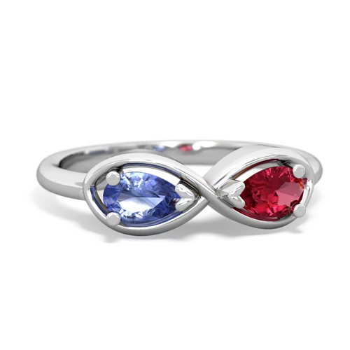 tanzanite-lab ruby infinity ring