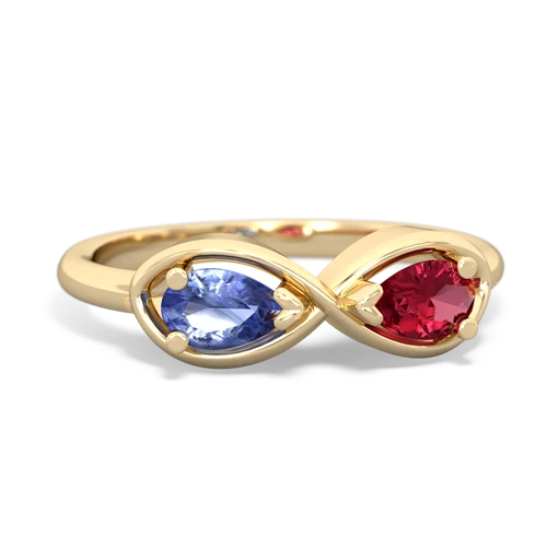 tanzanite-lab ruby infinity ring